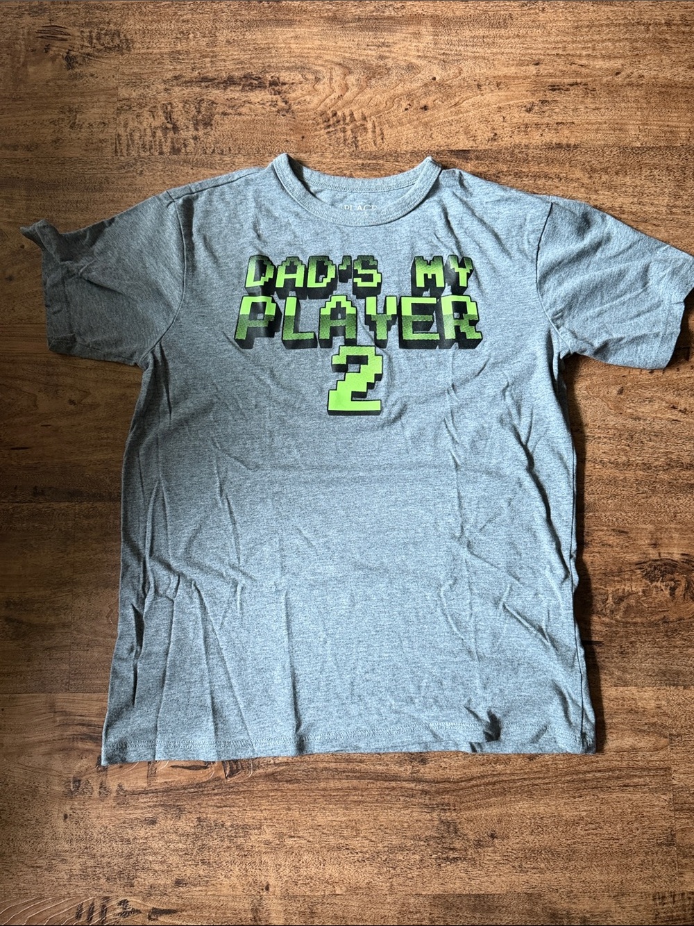 Place Gray Short-Sleeve Tee with Neon Green 'Dad's My Player 2' Graphic